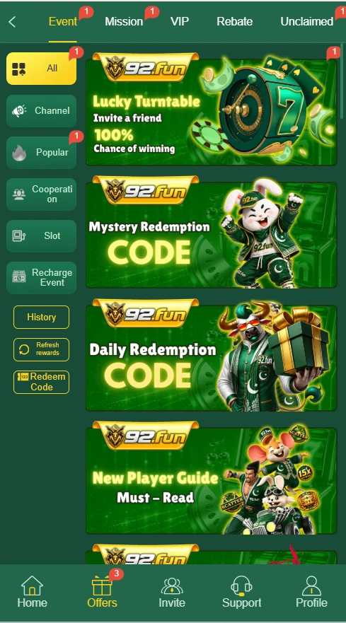 92Fun Game rewards