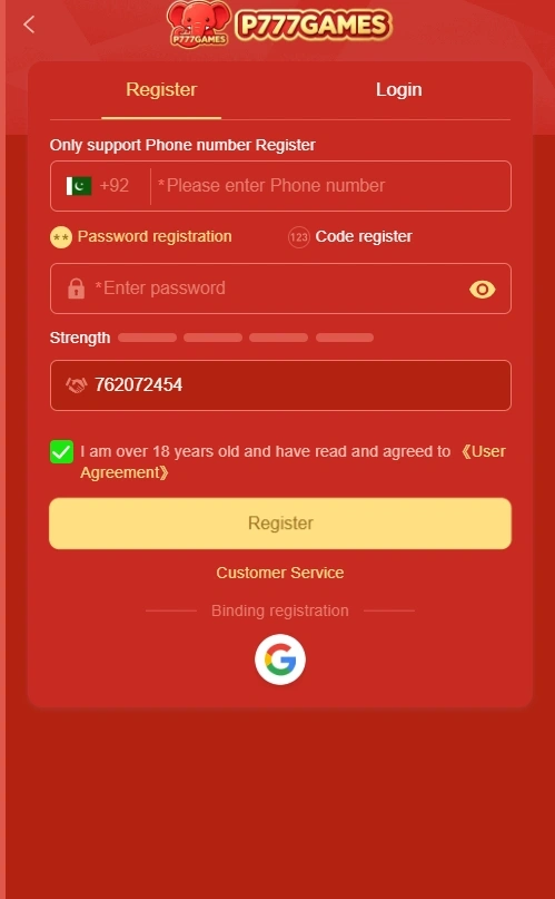 P777 Game login