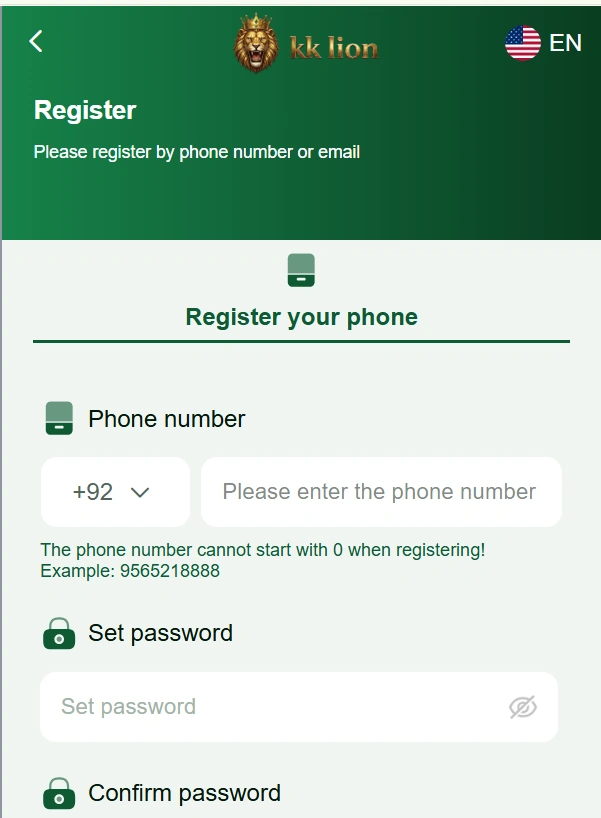KK lion Game login