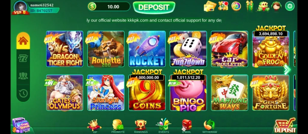 Jeeto Slots Game interface screenshot
