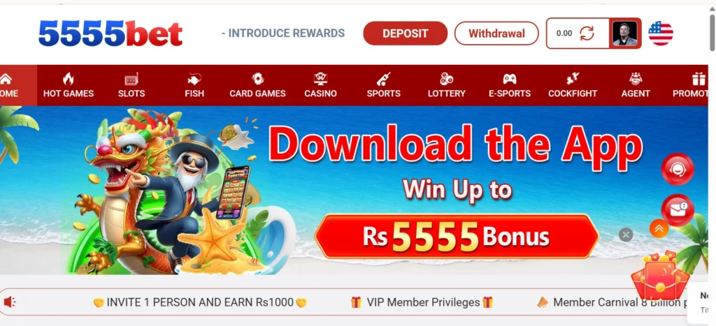 5555Bet Game interface screenshot