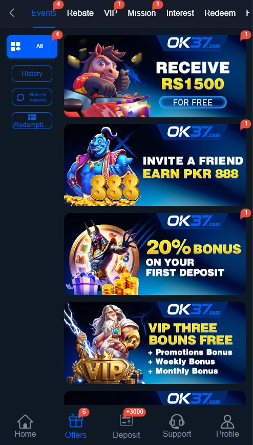 OK37 Game rewards