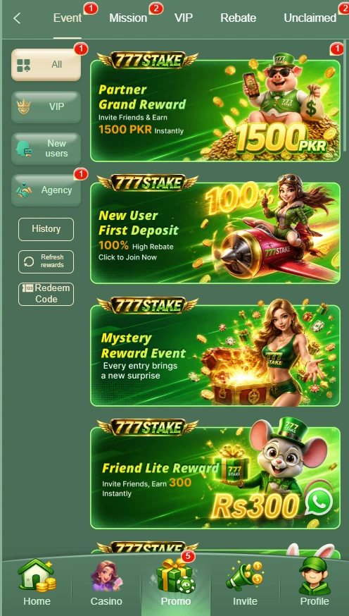 777Stake Game rewards