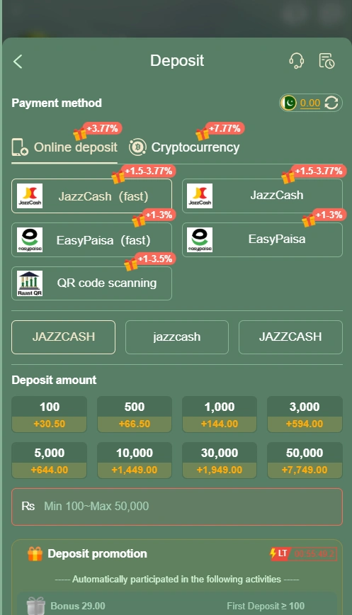 777Stake Game deposit