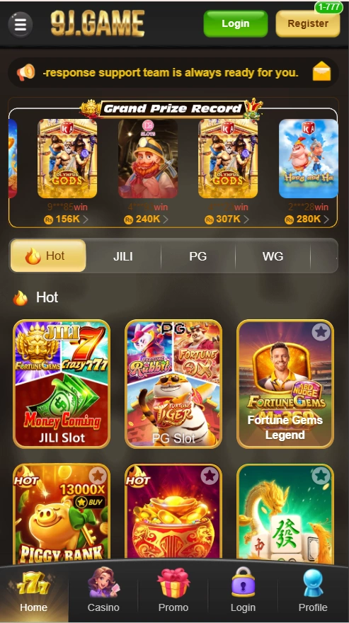 9J Game interface screenshot