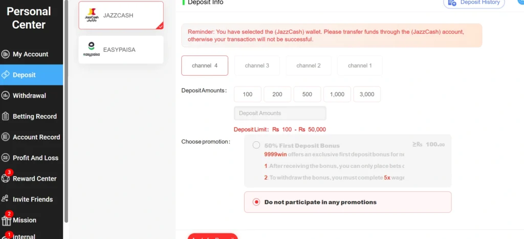 9999Win Game deposit