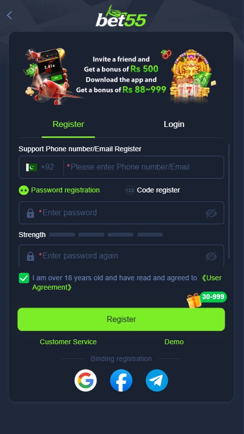 Bet55 Game login
