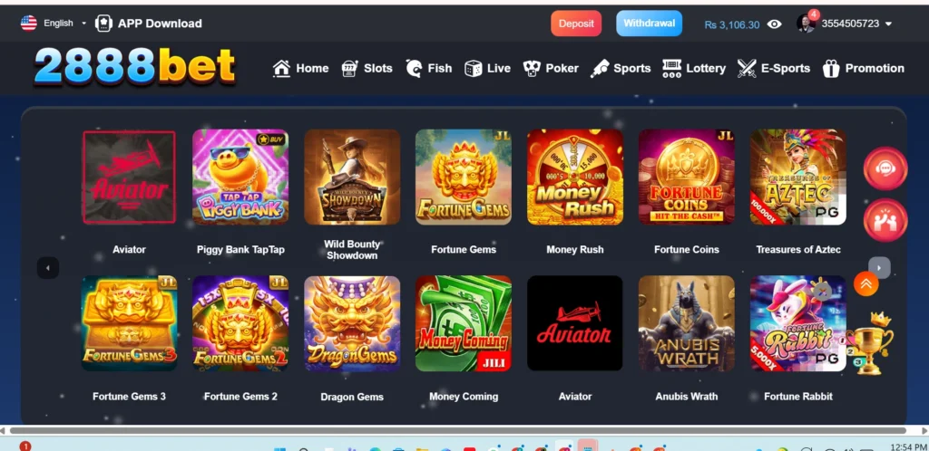 2888Bet Game interface screenshot