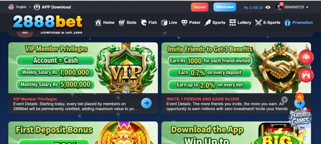 2888Bet Game rewards