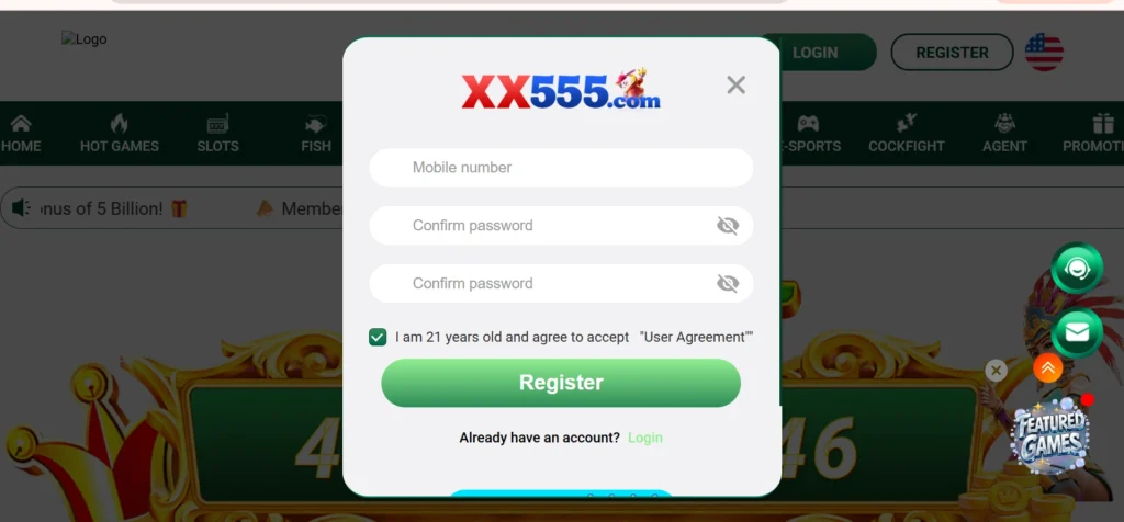 XX555 Game login