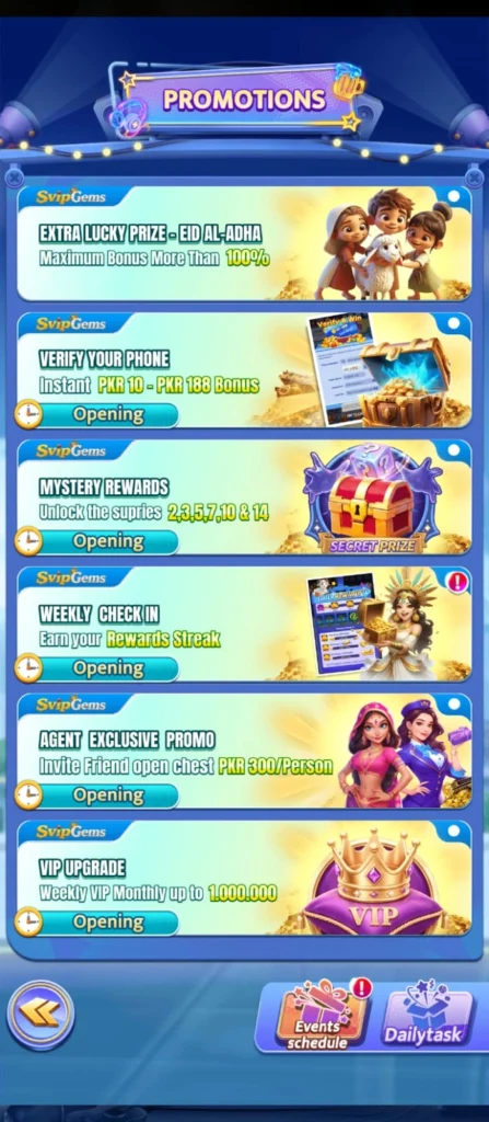 Svip Gems Game rewards