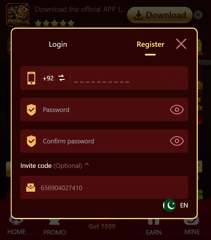 PK686 Game login