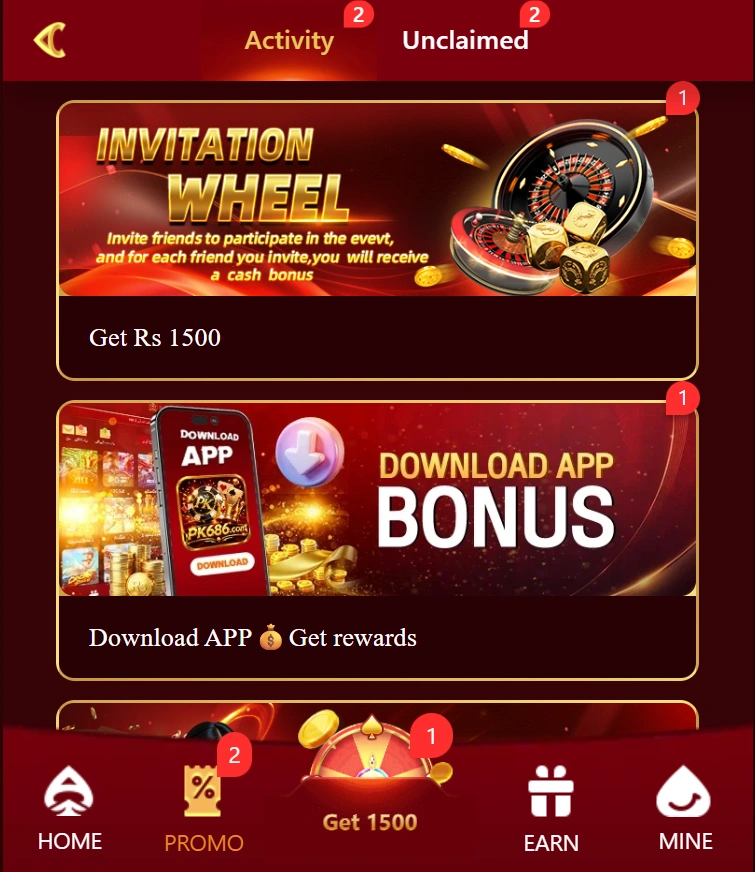 PK686 Game rewards